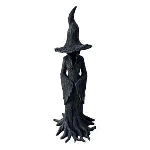 Gothic Halloween Witch Statue Vintage Magician Decoration Dark Fantasy Collectible Figurine Resin Sculpture for Home Decor Set of 1 Ornaments