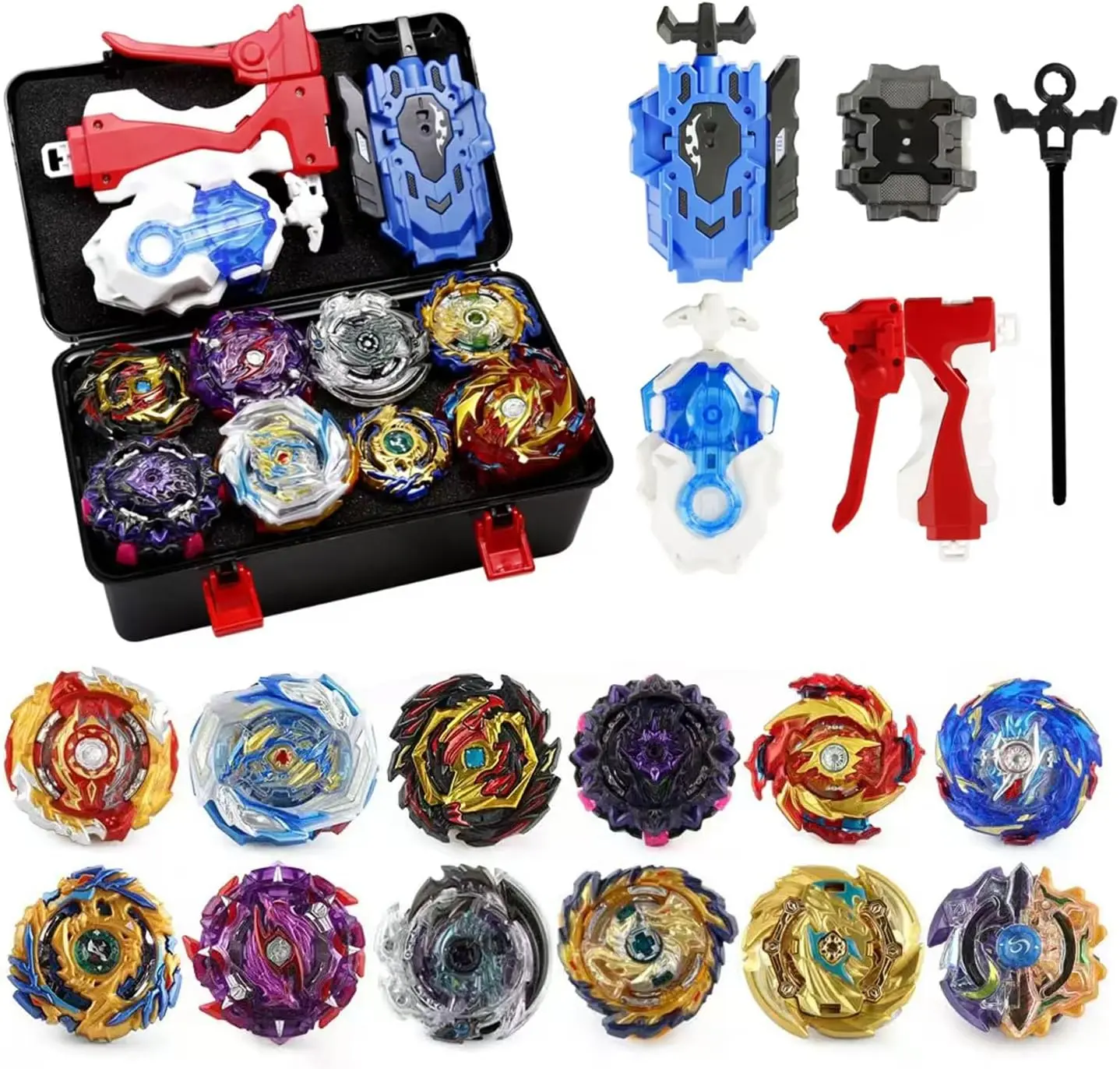 Battle Top Complete Set with 16 Spinning Tops, Launchers and Accessories for Kids Battle Game, Party Competition Gift