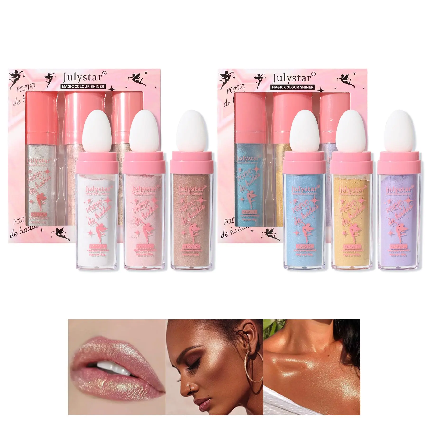 Highlighter Powder Stick, 3 Counts Long Lasting Shimmering Highlighter Powder, Natural Look Highlighter for Face Body, Glowy Highlighter, Makeup Accessories, High Shine Makeup, Glow Seeker Highlighter, Cosmetics Highlighter