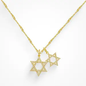 EVRY JEWELS Gold or Silver Plated Women's Hypoallergenic Double Star Necklace