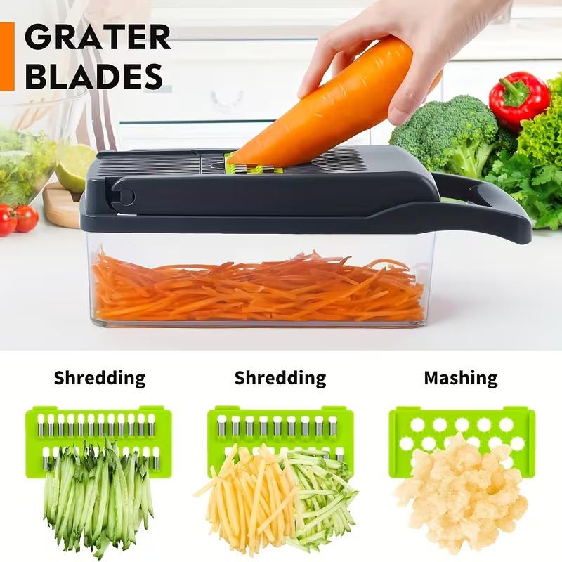 16-in-1 Vegetable Chopper, Professional Onion Chopper, Multifunctional Food Chopper, Kitchen Vegetable Slicer and Dicer, Vegetable Chopper with 8 Blades, Carrot Chopper with Container 16-in-1 Vegetable Chopper, Professional Onion Chopper, Multifunctional Food Chopper, Kitchen Vegetable Slicer and Dicer, Vegetable Chopper with 8 Blades, Carrot Chopper with Container
