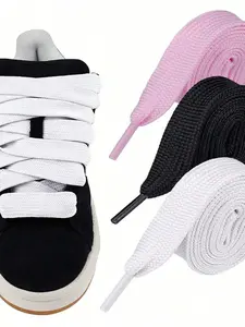 Pure Color Wide 2cm Shoelaces, Secure Lace Up, Suitable for Casual Shoes, Sports Shoes, Canvas Shoes, Colors, Daily Use Real Color Shoelaces
