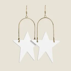 White Superstar Earrings
