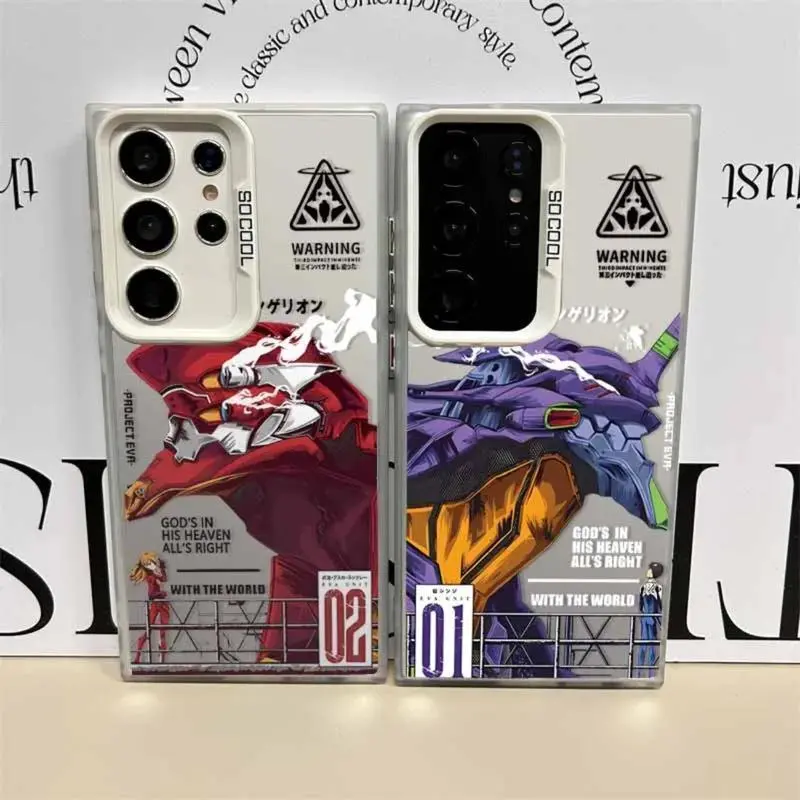 Anime Neon Genesis Evangelion Matte Fashion Smartphone Casing - TPU Anti-Drop, Polycarbonate Waterproof Protection Accessory with Full Print Fit for Samsung Galaxy Series Multi-Model (S25, S24, S23, S22, S21, S20 FE, Ultra, Plus) (Cybk02)