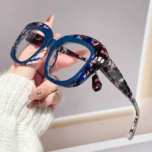 GIGULA 1PCS Vintage Square Round Frame Reading Glasses, Reading Eyeglasses, with Large Frame Design, Full and Reduce Line Feeling, Colorful Matching, Popular and Versatile, Magnifying Glass for Daily Office Computer Reading