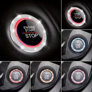 Car One-Button Start Decoration Ring, Dual Row Diamonds, Car Interior Decor, Stylish Vehicle Accessory, Enhance Your Car's Look, Car Accessories, Car Interior Decorative