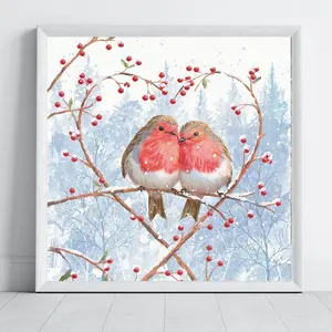Christmas Bird Diamond Painting Kit, Adult Art Craft Set, Frameless DIY 5D Diamond Art, Artwork, Home Decor, Perfect Gift for Holidays