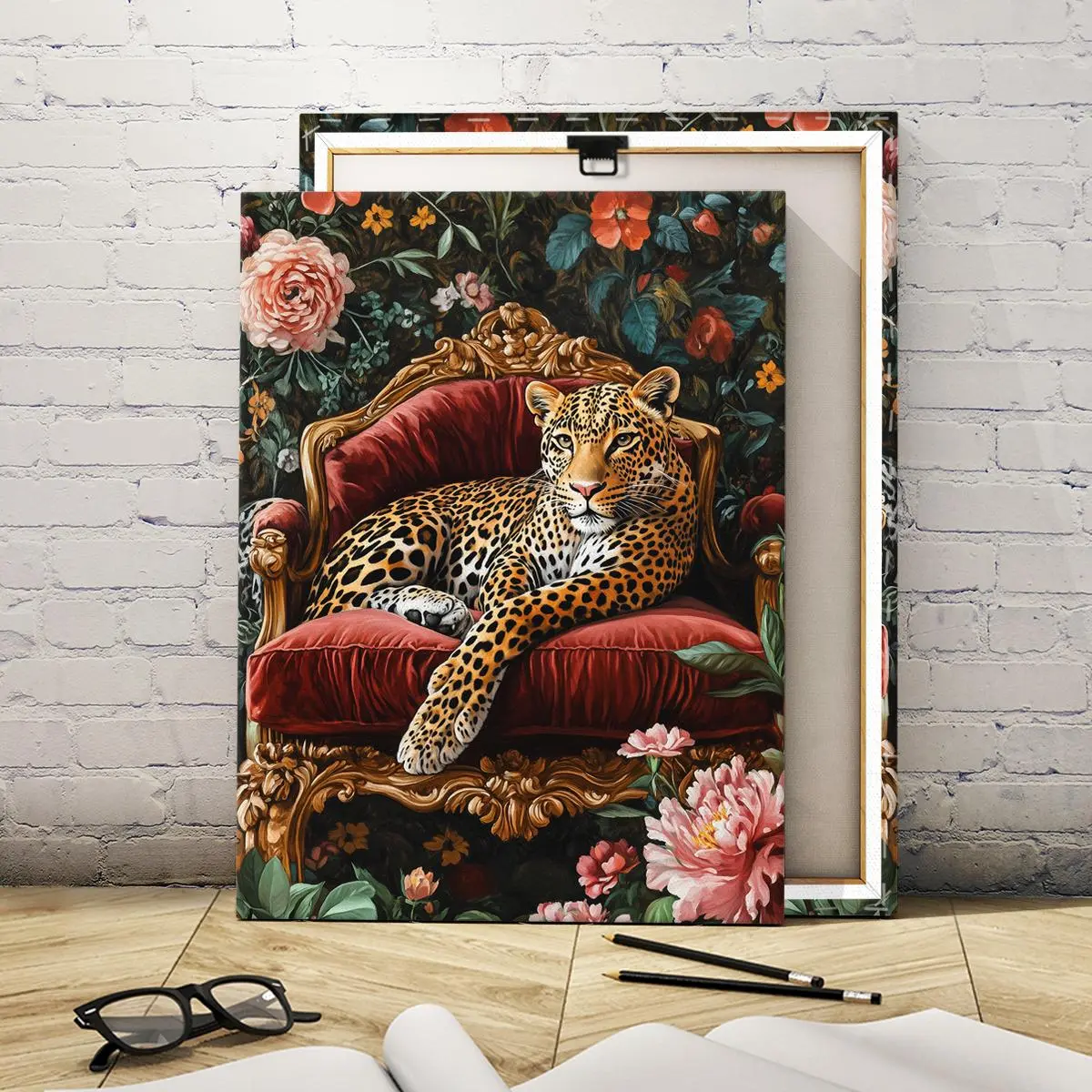 Wooden Framed Canvas Painting, Leopard Pattern Decorative Painting, Art Prints, Modern Art for Home Living Room Bedroom Office Decoration, Artistic Home Decor, Hanging Wall Art, Decorative Artwork, Ornaments