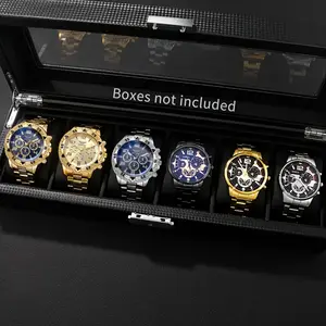 6-Piece Business Men's Vintage Geneva Quartz Faux Mechanical Watch Set, Business Fashion Watches, Elegant Round Dial, World Time Function, Ideal Gift Choice