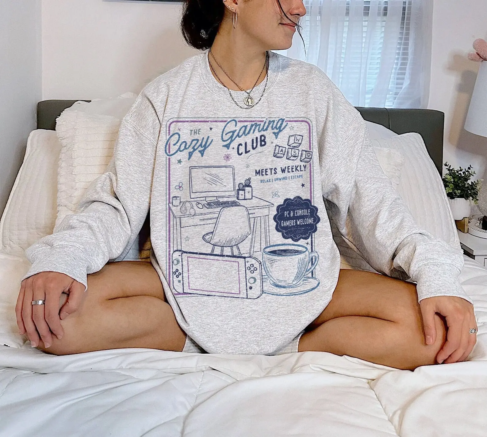 Cozy Gamer Sweatshirt | Cozy Gaming Club, Cozy Games, Cozy Gamer Gift, Gamer Girl, Gamer Girl Gift, Cute Gaming Shirt, Gift For Girl Gamer Best Price