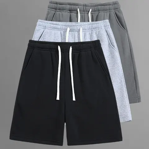 3 pack men’s summer loose mid thigh shorts, solid color with a minimalist design, no unnecessary embellishments—suitable for home, sports, going out, and shopping.