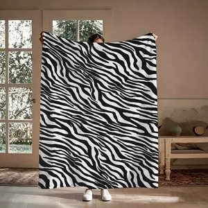 Zebra Print Flannel Throw Blanket, Realistic Black-White Stripes, Soft Cozy Warm, for Couch-Bed, Gift for Animal Print Lovers, Birthday-Christmas, Aesthetic Modern Boho Decor, Stylish Throw Blankets
