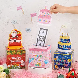 Christmas Party Gifts,1 Pack Money Dispenser Box with Self-Seal Bags & Pull-Out Cash Holder Kit - Surprise Pop-Up Cash Box for Birthday/Christmas Parties, Dollar Bill Dispenser for s &, Holiday Party Games, Birthday Party Favors