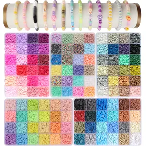4800pcs Soft Clay Beads Bracelet Making Kit, Friendship Bracelet Set, Flat Beads for Jewelry DIY, Necklace Handmade Gift