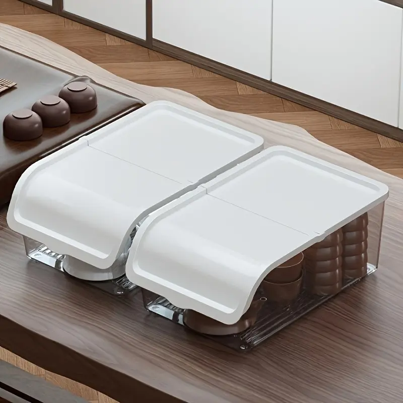 1Pc Refrigerator Storage Box with Lid, Storage Box, Transparent Fruit and Vegetable Egg Food Storage Box, Fresh-keeping Box, Tea Set Storage Box, Transparent Dustproof Baijiu Cup, Kung Fu Teapot, Tea Bowl Storage Box, Sorting and Storage Box