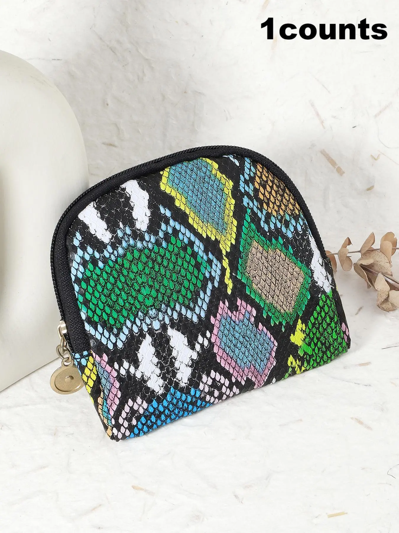 Fashionable Snakeskin Print Short Wallet, Casual Wallet, Fashionable Coin Short Wallet, Slim Fit Small Wallet, Zipper Wallet, Women's Wallet
