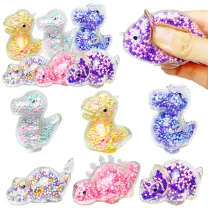2/6/12 Piece Squeeze Toys Set, Mini Dinosaur Soft Gel Squeeze Toy with Water Beads, Cute Stress Relief Toy, Birthday Party Gift, Kawaii Squishies