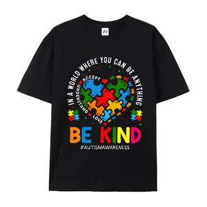 Cotton Printing Heart Puzzles Autism Awareness Shirts For Men Women Kids T Shirt