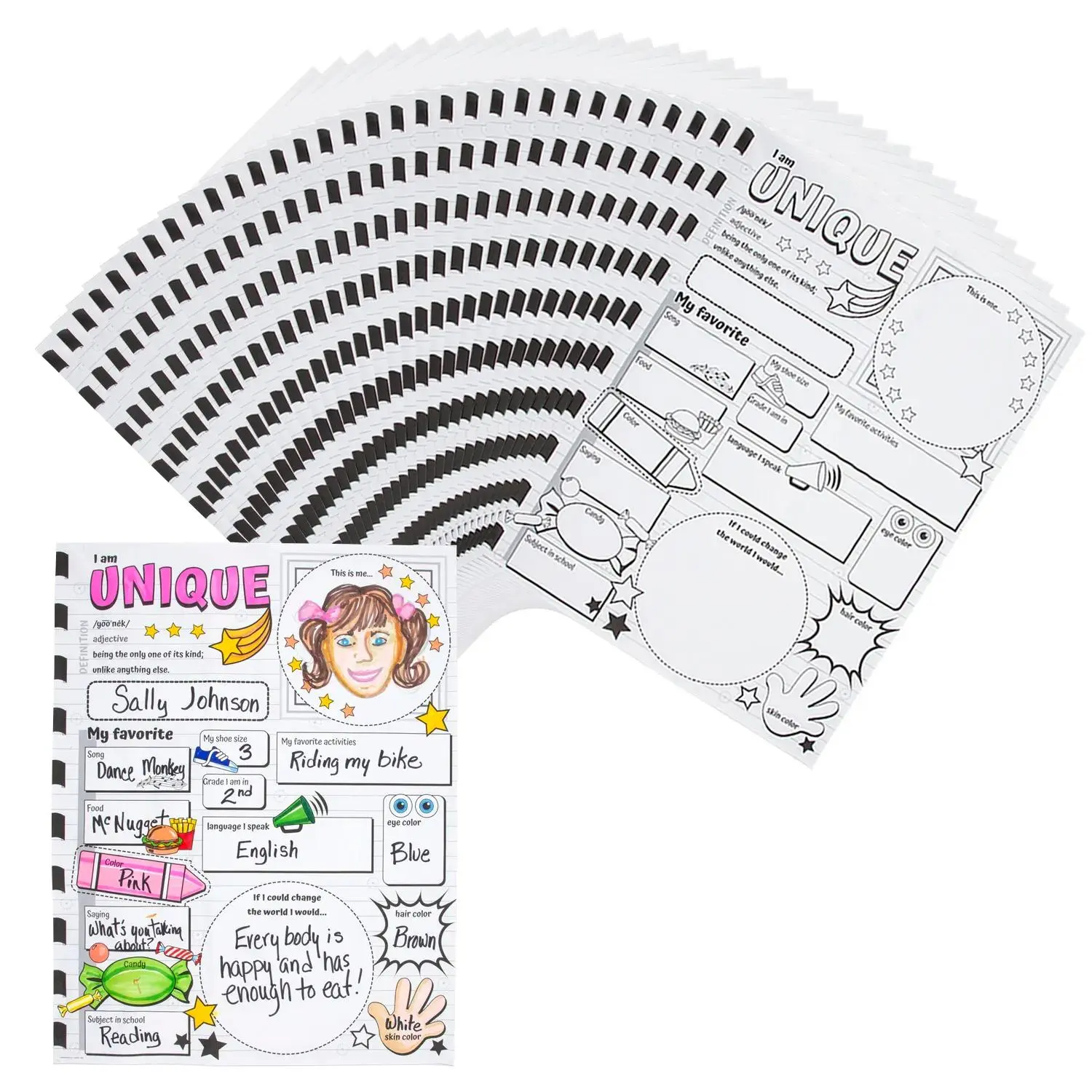 DIY 30-Pc Unique 16" x 20 3/4" Coloring Posters Set - OTC Coloring Activity Sheets for Self-Expression, Classroom Use, All Seasons Be You Crafts