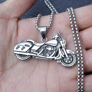 Stainless Steel Motorcycle Pendant Necklace for Men - Durable & Stylish Motorcycle Jewelry