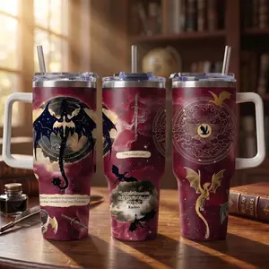 Fourth Wing 40oz Tumbler, Basgiath War College Tumbler, Dragon Fantasy Insulated Mug with Handler, Gifts For Book Lover