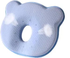 Memory Foam Baby Head Pillow – 4D Cut-Out Flat Head Support, Breathable Combed Cotton Infant Pillow for Newborns 0–12 Month