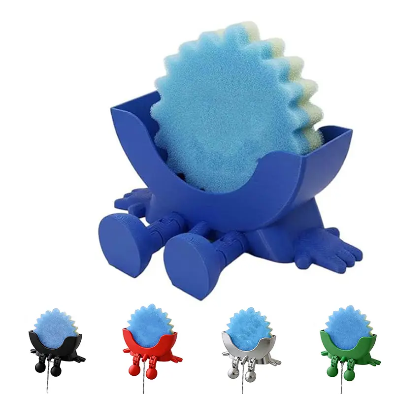 Cute Hanging Sponge Holder with Drainage,3D Printed Kitchen Funny Sponge Stand for Sink,with non-slip pads,Suitable for Sponge Holder