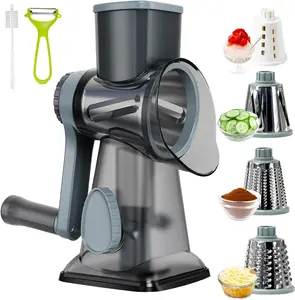 3 in 1 Multifunctional Rotary Cheese Grater, Manual Vegetable Slicer for Carrot Cucumber Potato, Valentine's Day Gift Kitchen Utensils