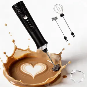 Multifunctional Handheld Milk Frother for Coffee, Electric Milk Frother with Detachable 2 Whisk Heads, Food Contact Grade Stainless, Rechargeable 3-Speed Beverage Mixer for Cappuccino Latte  Hot Chocolate Egg Creamer