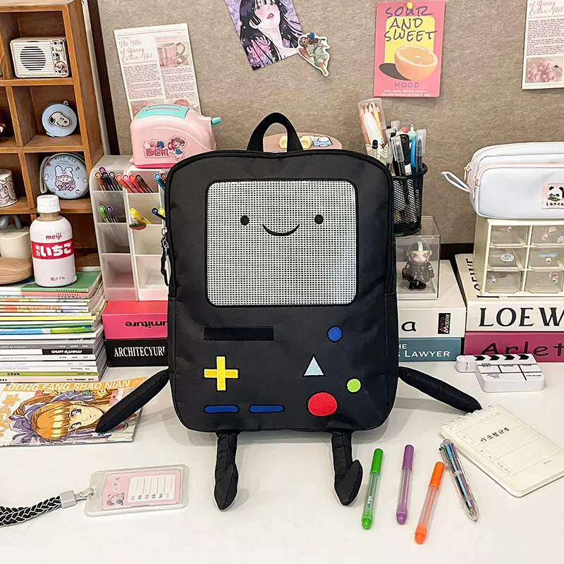 Creative Robot Design Backpacks For Firls Funny Games Console Pattern Backpack Women Cute Cartoon Canvas Travel Bag