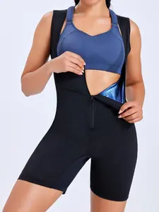 Women's Sauna Bodysuit, Basic Waist Training Promote Perspiration Wicking Shapewear with Zipper