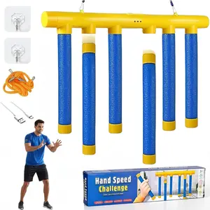 Reflex Drop Sticks Challenge Game Falling Sticks Reaction Training Tool Adjustable Speed Catching for Hand Eye Coordination & Reaction Time Boost in Adults (Yellow)