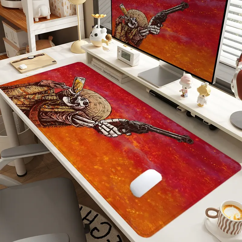 1pc Extra Large Skull Cowboy Mouse Pad Western Desk Pad Mat, Office Desktop Accessories, Computer Keyboard Mousepad with Non-Slip Rubber Base Durable Stitched Edge Perfect Gift for Home and Office