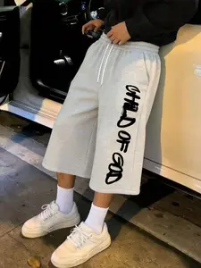 Men's Fashion Street Style Sweatpants, Loose-Fit Six-Quarter Length, Comfortable Breathable Fabric, Premium Solid Color for Daily Wear