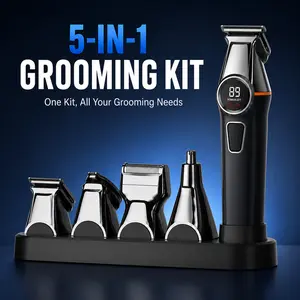 Plodon 5-in-1 Men’s Grooming Kit Professional Hair Clippers & Beard Trimmer Set, Cordless Electric Barber Clippers for Hair, Beard, Face & Body, USB Rechargeable Mens Trimmer with Precision Blades & Multiple Attachments