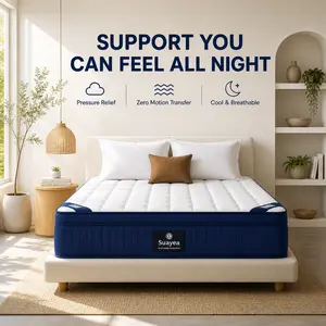 FANSACE 12 in Luxury Hybrid Mattress in a Box (Sleek Series) - Pocket Coils, Gel Memory Foam, Cloud Quilt, Medium Support, Pressure Relief, Strong Edge Support, Queen Size Mattress (Fits California King/King Sizes Too)