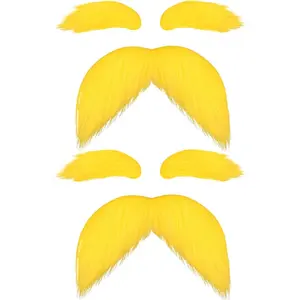 L-JLY016   2 Packs Self-Adhesive Mustaches and Eyebrows, Funny Costume Accessories for Cosplay Halloween World Book Day Party
