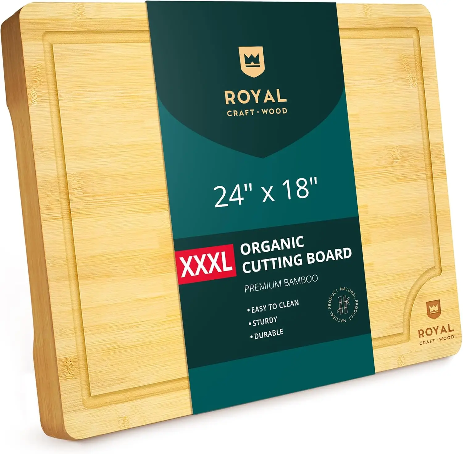 Royal Craft Wood Bamboo Cutting Board – Extra Large Wooden Serving Tray & Choppi...