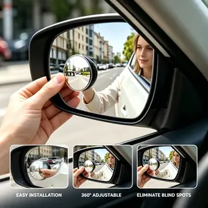 HD Wide-Angle Blind Spot Round Mirrors – Easy Install, 2 Pack