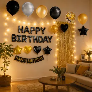 Luxury Black & Gold Birthday Decor Balloons, Festive Party Supplies for Home Use to Elevate Your Celebration
