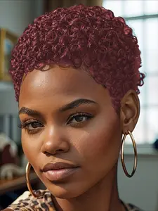 Human Hair Wig Women's Short Curly Hair Wig , Y2K Style Daily Casual Party Halloween Wig , 150% Density , 6 Inch Full Machine  Made Wig, Curly Bob Wig