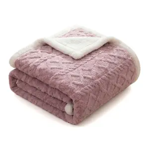Ultra-Soft Double-Layer Fleece Blanket Warm Thermal for Winter Non-Shedding Machine Washable Solid Color Multifunctional All Season Home Sofa Gifting Multiple Sizes
