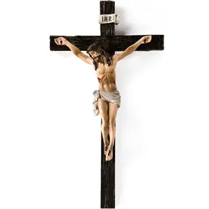 Crucifix Wall Cross,Jesus Cross Home Décor,Jesus Statue Catholic Hanging Crosses for Wall Art,Religious Wall Crucifix Decor,Crucifijos Catolicos Crosses Wall Decor 10 Inch