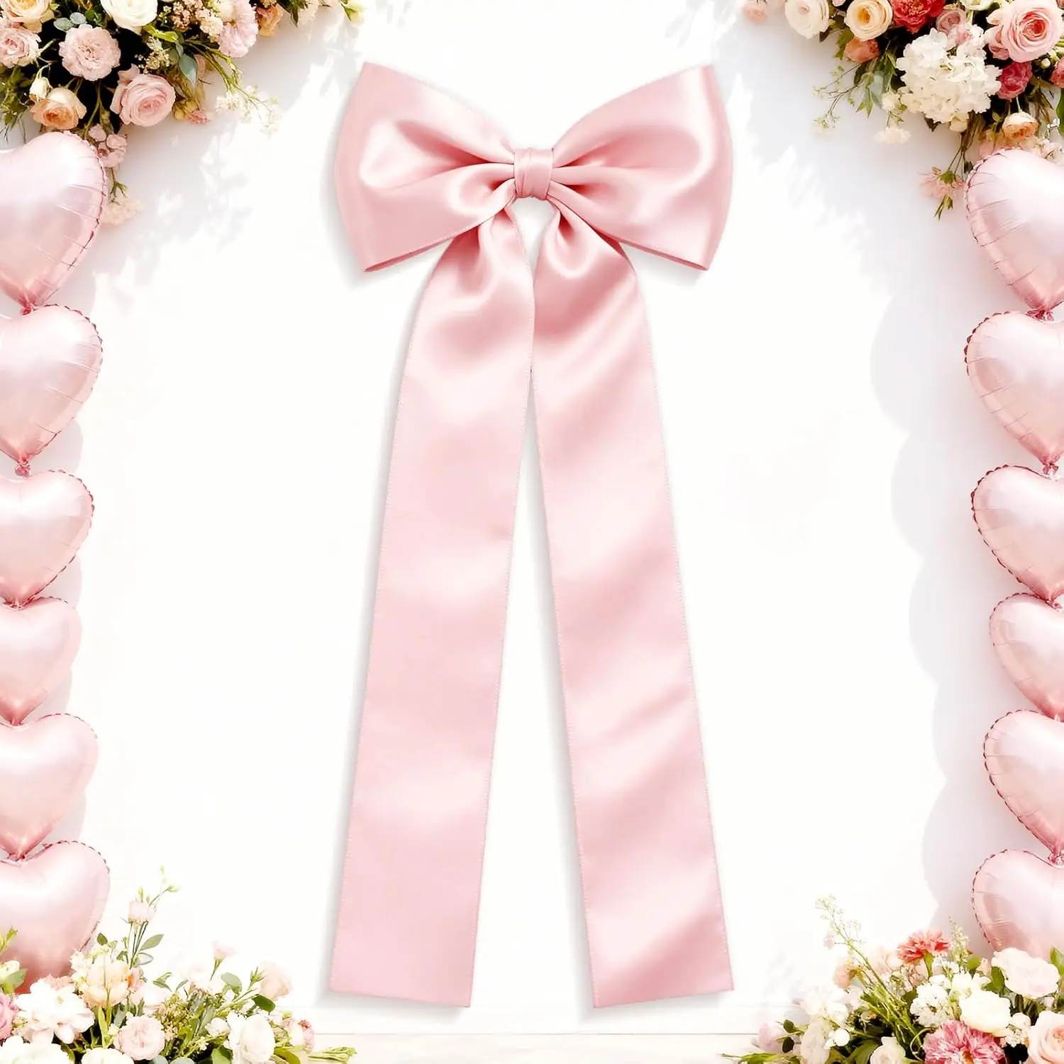 Large  Bow for  Room Decor, 44x22 Inch Giant Satin Ribbon Bow,  Bow Decor  Wall Decoration for Girl Bedroom Birthday Party  Shower