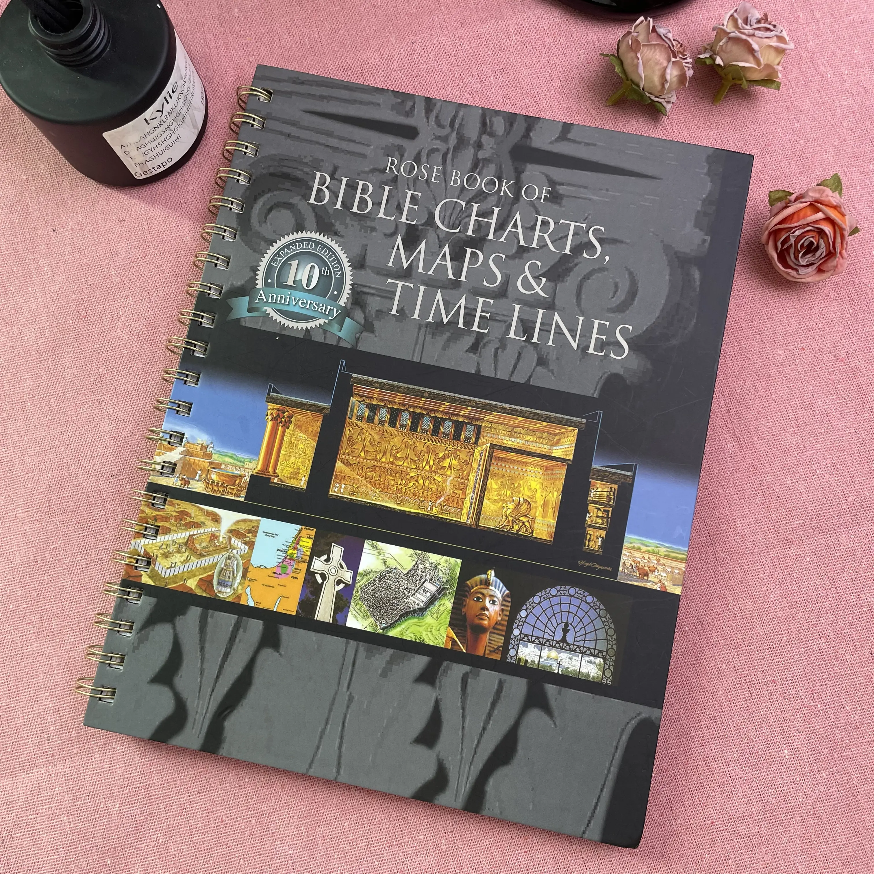 Rose Bible Study Notebook - Full-Color Charts, Maps, Time Lines, Glitter & Chalkboard Supplies, Office Accessories, Clear Visual Reference Tool, Ideal Christian Gift for Devout Believers