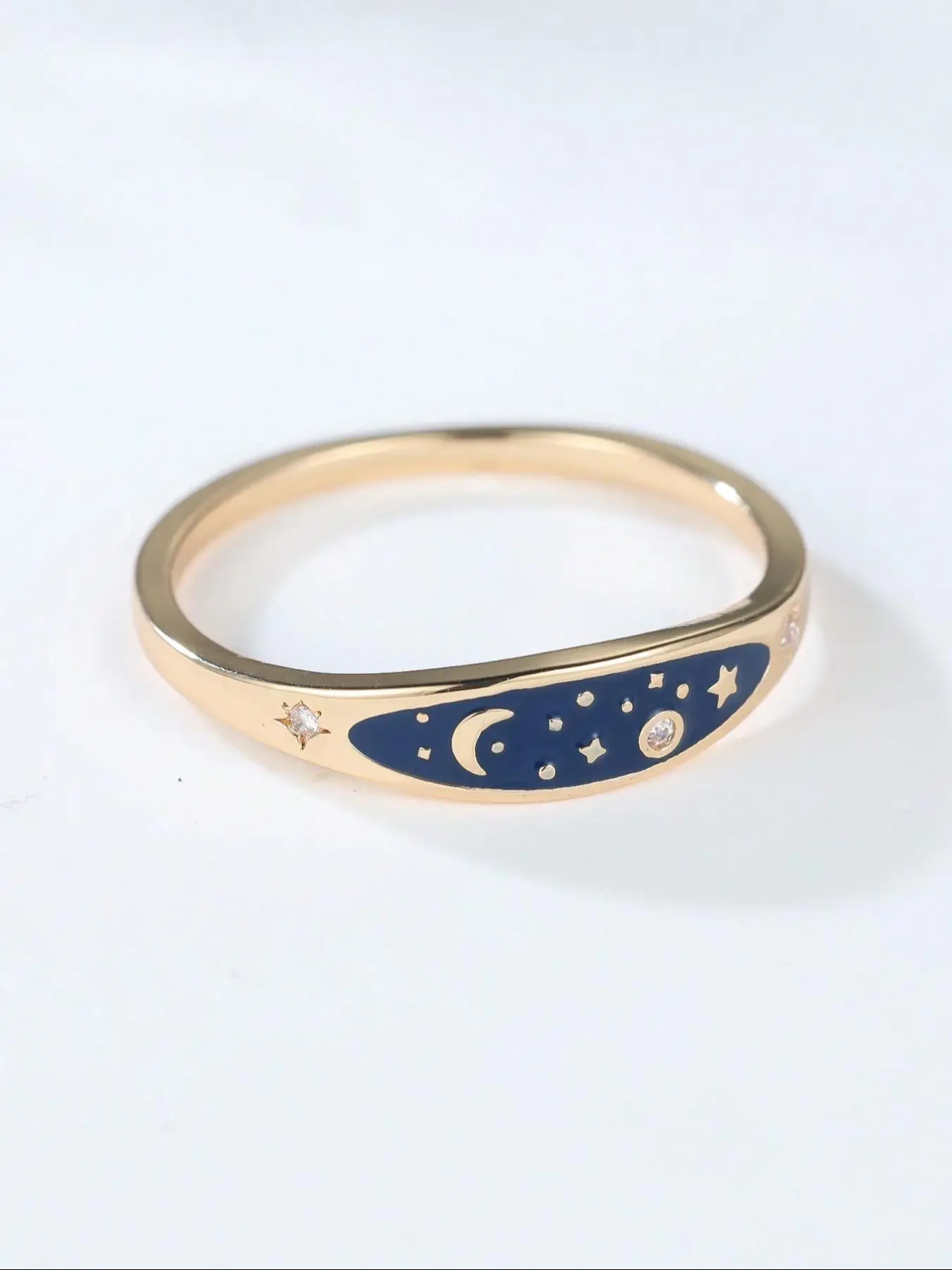 Star & Moon Design Cuff Ring, Fashion Accessories for Women & Girls, Trendy All-match & Exquisite Jewelry for Birthday Gift, Fashionable Jewelry