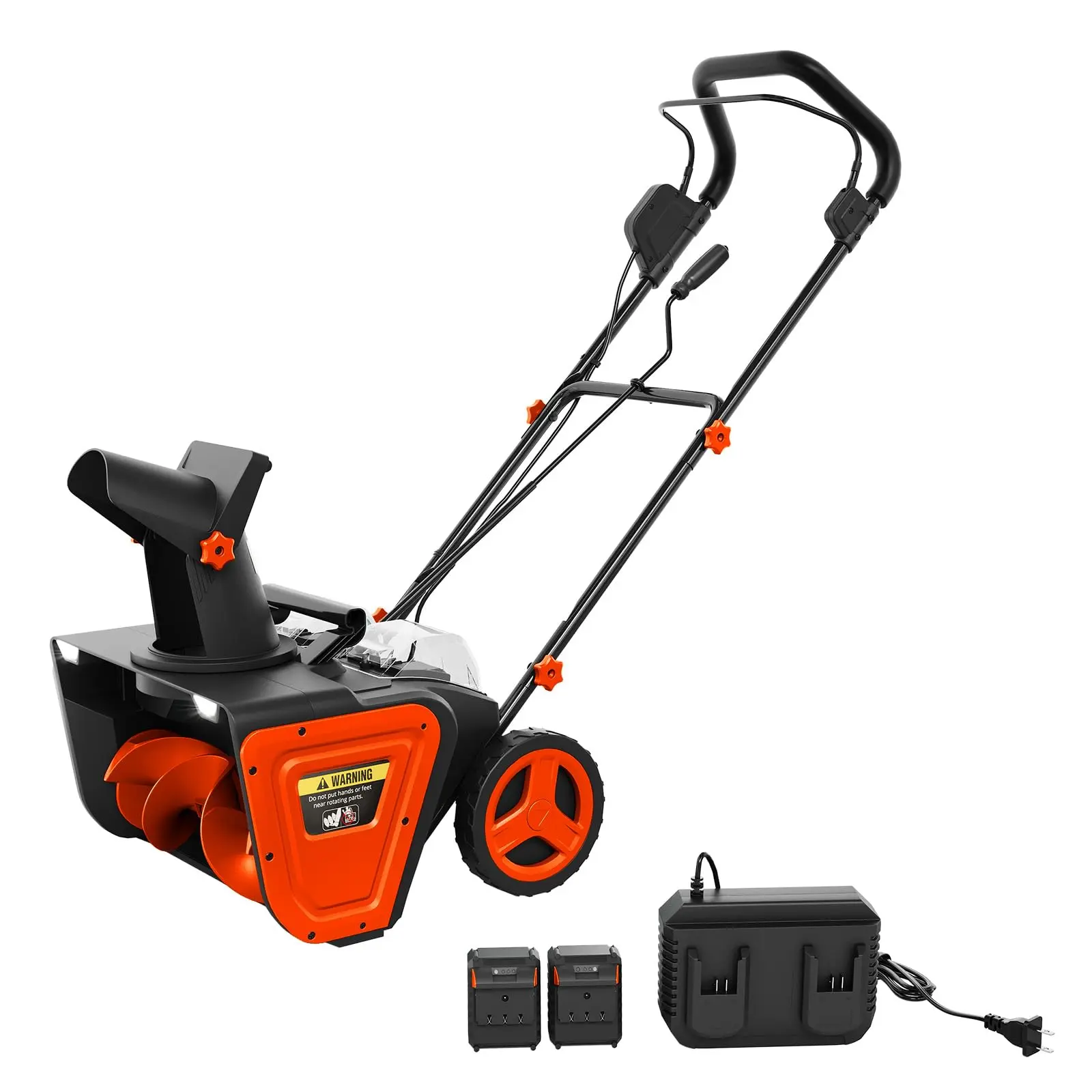 Cordless Snow Blower,Electric Self-Propelled Battery Snow Blower with 2X 20v Battery,Clears 20" Wide, 12" Deep Snow,180° Rotating Chute, LED Light for Winter Storm for Sidewalk and Driveway,Orange