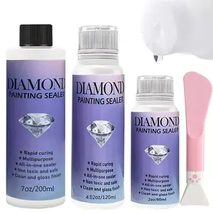 Diamond Paint Sealer Gel 60ML/120ML/200ML with Silicone Brush, Permanent Fixing & Gloss Effect, Ideal for Diamond Painting & Games, Diamond Art Tools