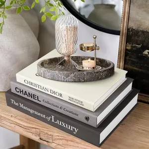 Set of 3 Aesthetic Decorative Books, Minimalist Linen Hardcover Faux Fake Books for Coffee Table Home Living Room Decoration, Can be Used as Photo Storage Keepsake Box (Black Gray Beige)