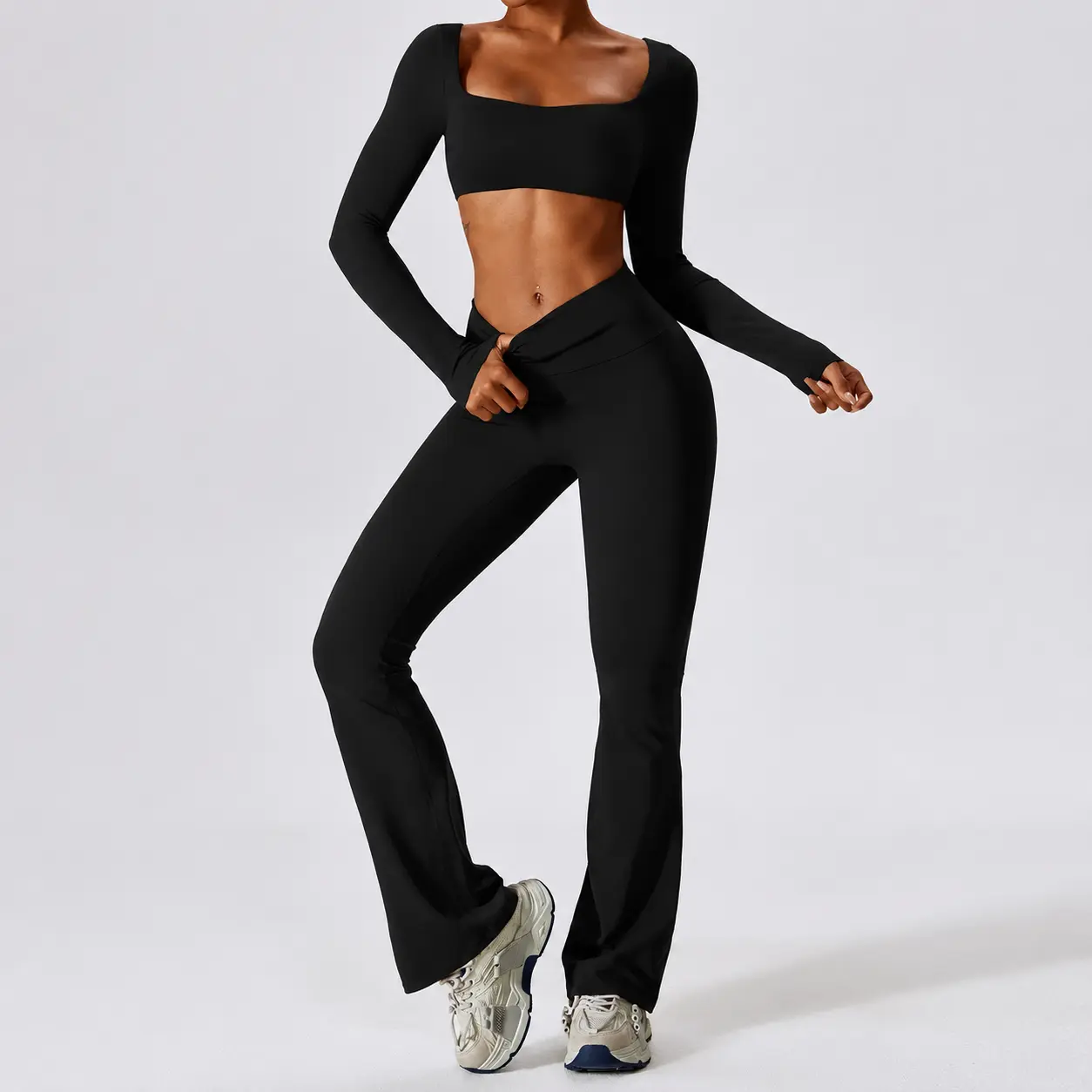 Women's ContourLine 2pcs Activewear Workout Set - Athleisure Gym Clothes, Breathable Fabric Crop Top & Leggings Sportswear for Workout Fitness (Sports & Outdoor Clothing)